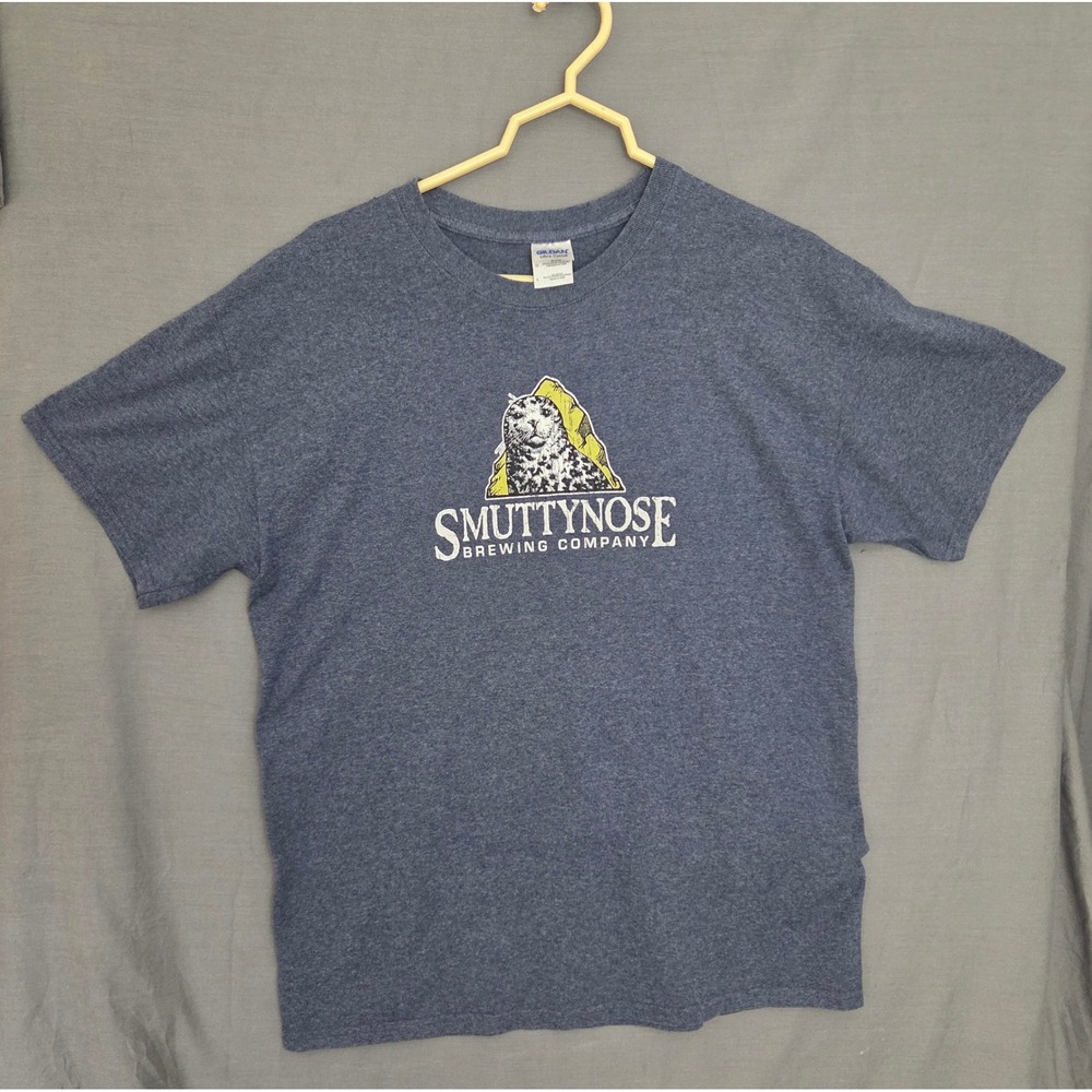 Smuttynose‎ Brewing Company T Shirt Mens Large Blue Seal Graphic Beer Tee Gildan